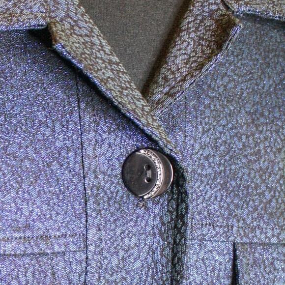 Draper's & Damon's Blue Metallic Button Down Top Collared Size 2X - Picture 4 of 5